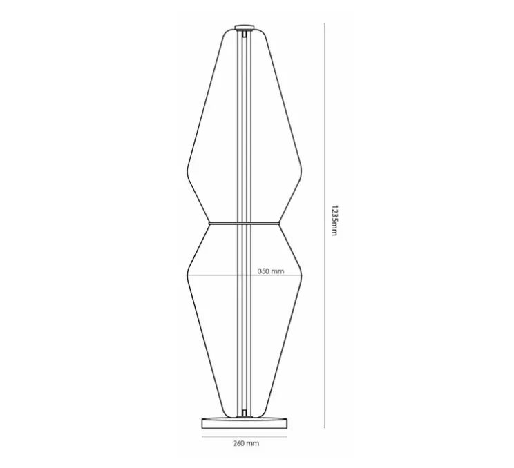 Lampadaire, The Palazzo, noir, verre fumé optique, LED, dim, 2700K, lm, Ø35cm, H123,5cm - Rubn