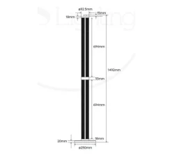 Lampadaire, Tiffany, graphite, LED, dim, 2700K, 2475 lm, Ø25cm, H149,2cm - Elements lighting