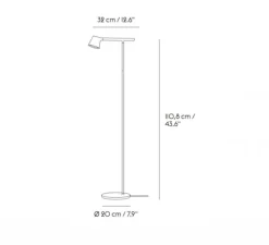 Lampadaire, Tip, gris, LED, 2700K, 330lm, L20cm, H110,8cm - Muuto