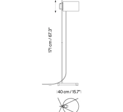 Lampadaire, TMC, chrome, noir et blanc, L38cm, H171cm - Santa & Cole