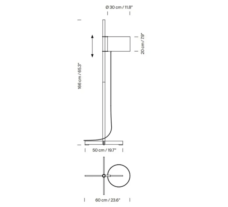 Lampadaire, TMM, hêtre, abat-jour beige, Ø60cm, H166cm - Santa & Cole