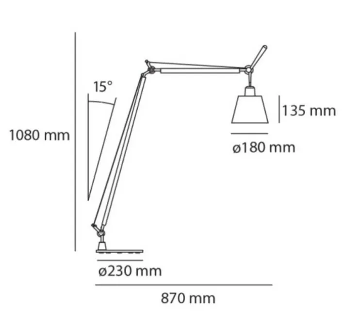 Lampadaire, Tolomeo Basculante Reading Floor, satin, H108cm, Ø23cm - Artemide