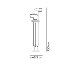 Lampadaire, Tratto, laiton, LED, dim, 2700K, 4350 lm, Ø48,5cm, H150cm - KDLN