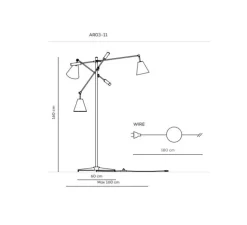 Lampadaire, Triennale, Réédition, bleu, rouge, jaune, L60cm, H160cm - Arredoluce