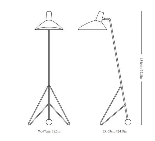 Lampadaire, Tripod HM8, noir mat, L47cm, H134cm - Andtradition
