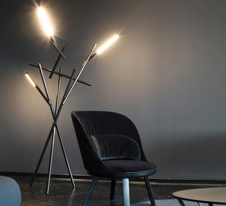 Lampadaire, Tuareg, chrome noir, LED, dim, 3000K, 4050 lm, L112cm, H209cm - Foscarini