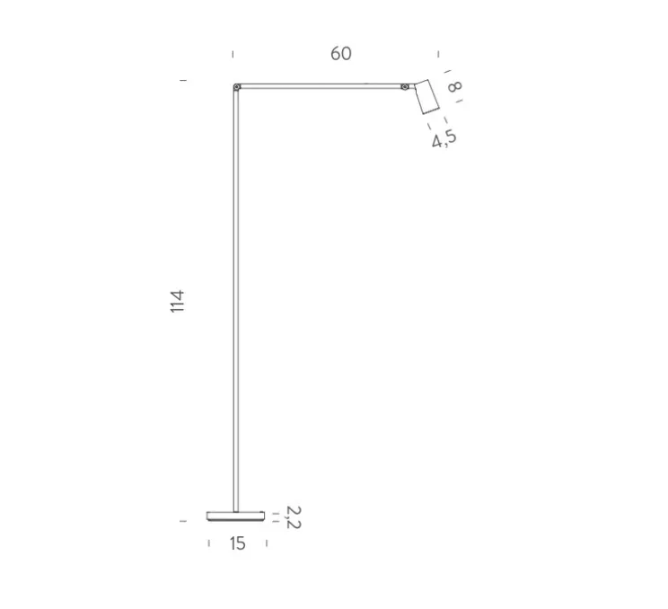 Lampadaire, Untitled Reading Light, noir, LED, dim, 2700K, 395 lm, L15cm, H114cm - Nemo Lighting