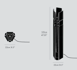 Lampadaire, Vector, noir, LED, dim, 2700K, L22cm, H120cm - A-N-D