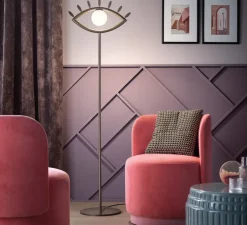 Lampadaire, Visio STL M1, chocolat fondant, LED, dim, 3000K, 645 lm, L48cm, H166,5cm - Masiero