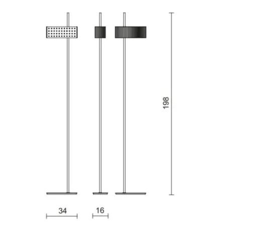 Lampadaire, Wallie, Noir, Laiton, L34cm, H198cm - Tato Italia