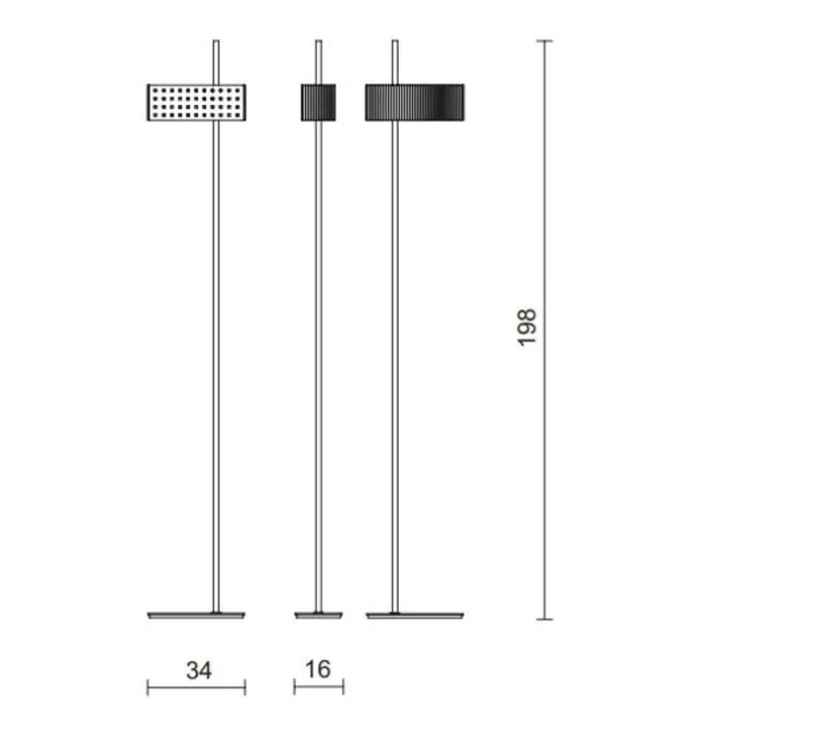 Lampadaire, Wallie, Noir, Laiton, L34cm, H198cm - Tato Italia