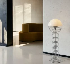 Lampadaire, Wire, blanc, chrome, Ø40cm, H120cm - Verpan