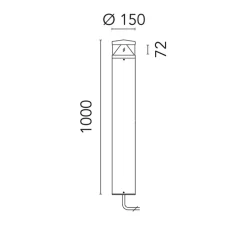 Lampadaire, Zefiro, noir, IP65, LED, 2700K, 1357 lm, Ø15cm, H100cm - Flos