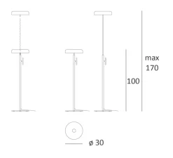 Lampadaire, zero floor, blanc, LED, 3000K, 1200 lm, Ø30cm, H100/170cm - Lumen Center Italia