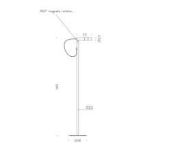 Lampadaire-liseuse, Type Reading, noir, LED, dim, 3000K, 466 lm, L26cm, H140cm - Nemo Lighting