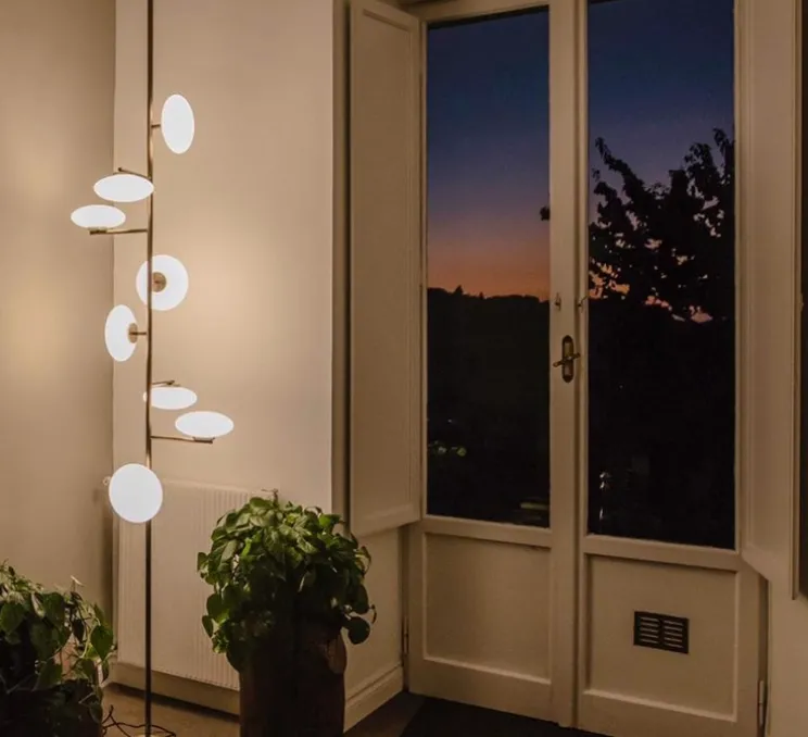 Lampadaire-plafonnier, Mami, large, bronze brossé, LED, dim, 2700K, L60cm, H270-301cm - Penta