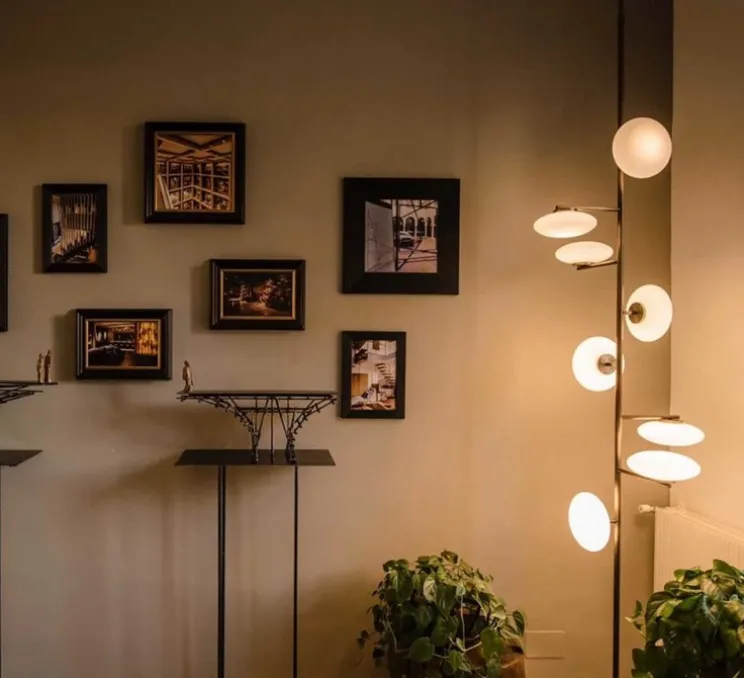 Lampadaire-plafonnier, Mami, large, bronze brossé, LED, dim, 2700K, L60cm, H270-301cm - Penta