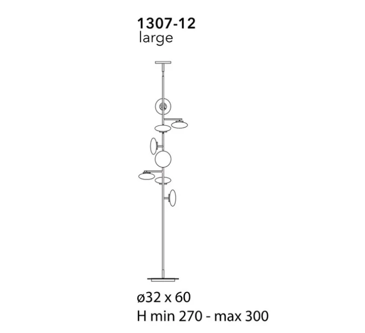 Lampadaire-plafonnier, Mami, large, bronze brossé, LED, dim, 2700K, L60cm, H270-301cm - Penta
