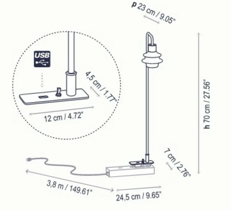 Lampe à fixer, Drip M/70, Opale Polycarbonate, LED, 2700K, 345 lm, L24,5cm, H70cm - Bover