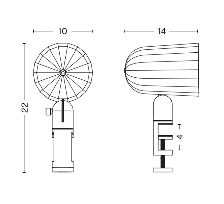 Lampe à pince, Noc avec câble, blanc cassé Pantone 1C, L10cm, H22cm - Hay
