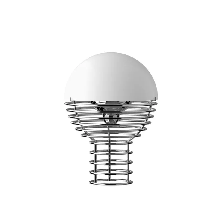 Lampe à poser / baladeuse, Wire, blanc, chrome, LED, IP44, Ø18cm, H25cm - Verpan