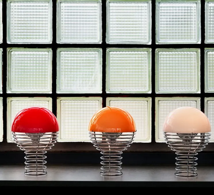 Lampe à poser / baladeuse, Wire, rouge, chrome, LED, IP44, Ø18cm, H25cm - Verpan