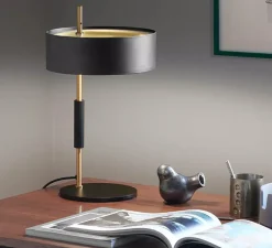 Lampe à poser, 1953, noir et or, Ø20cm, H48cm - Oluce