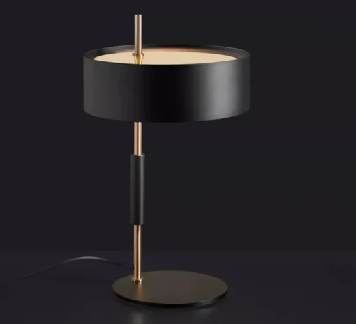 Lampe à poser, 1953, noir et or, Ø20cm, H48cm - Oluce