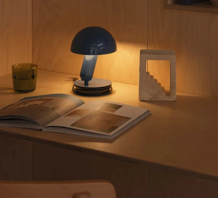 Lampe à poser à pince, Bela, bleu, Ø14,6cm, H24cm - Faro