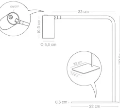 Lampe à poser, Achille, blanc, L32cm, H40cm - Zangra