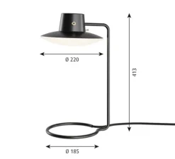 Lampe à poser, AJ Oxford avec abat-jour, noir, verre opalin, Ø22cm, H41cm - Louis Poulsen