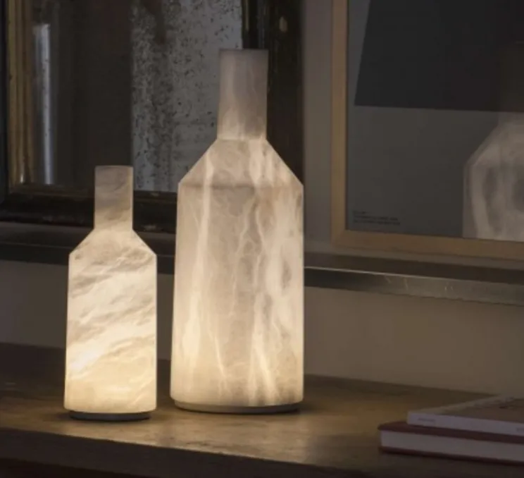 Lampe à poser, Alabast, Albâtre, IP66 LED, 3000k, 290lm, Ø13cm, H30cm - Carpyen