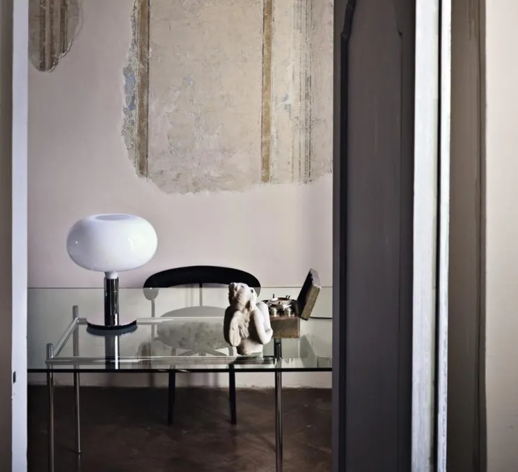 Lampe à poser, Albini AM/AS, AM1N, blanc et chrome, Ø40cm, H48cm - Nemo Lighting