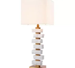 Lampe à poser, Amber L, Laiton antique, marbre blanc, L35,5cm, H89cm - Eichholtz