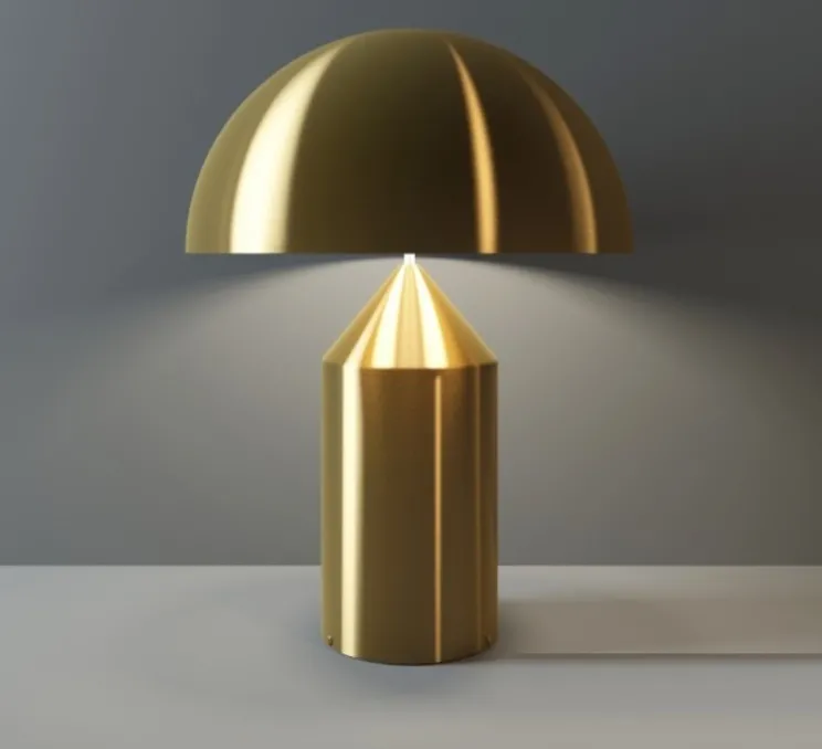 Lampe à poser, Atollo, laiton brossé, Ø25cm, H35cm - Vico Magistretti - Oluce