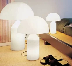 Lampe à poser, Atollo, verre opalin, Ø38cm, H50cm - Oluce