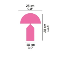 Lampe à poser, Atollo, verre opalin, Ø25cm, H35cm - Oluce