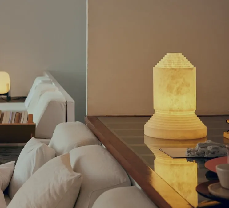 Lampe à poser, Babel, Albâtre, Ø30cm, H40,5cm - Santa & Cole