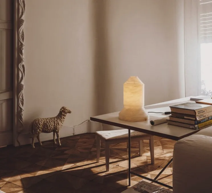 Lampe à poser, Babel, Albâtre, Ø30cm, H40,5cm - Santa & Cole