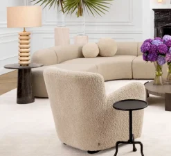 Lampe à poser, Baron, travertin, laiton antique, Ø50cm, H85cm - Eichholtz