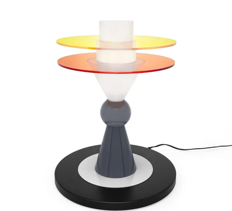 Lampe à poser, Bay, noir, blanc, jaune, orange, Ø40cm, H50cm - Memphis Milano