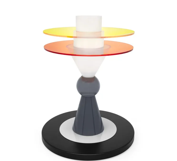 Lampe à poser, Bay, noir, blanc, jaune, orange, Ø40cm, H50cm - Memphis Milano