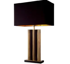 Lampe à poser, Belize, laiton, abat-jour noir, L50cm, H80,5cm - Eichholtz