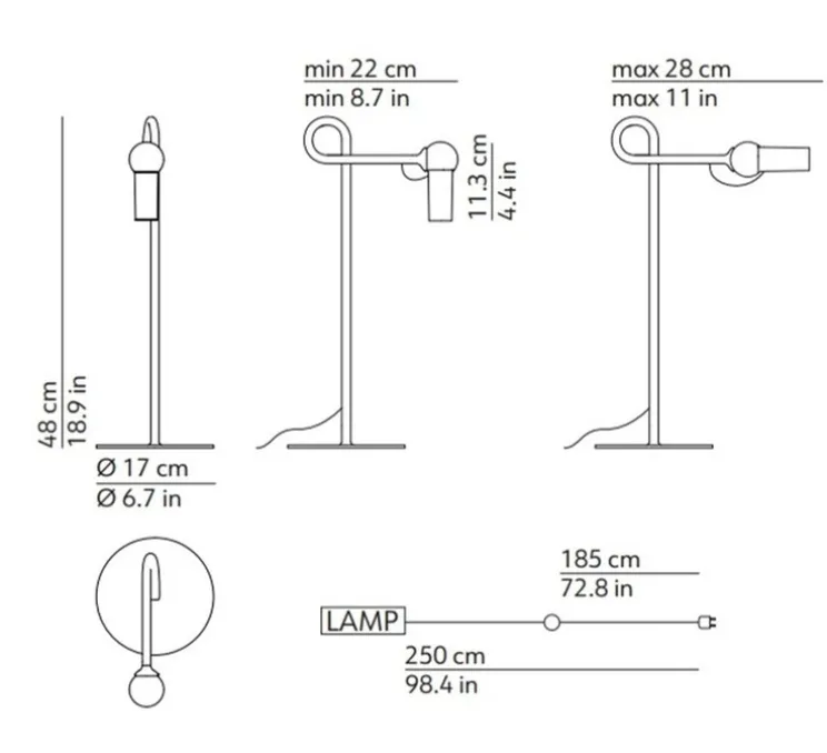 Lampe à poser, Bird, blanc, LED, dim, 2700K, 660 lm, L17cm, H48cm - KDLN