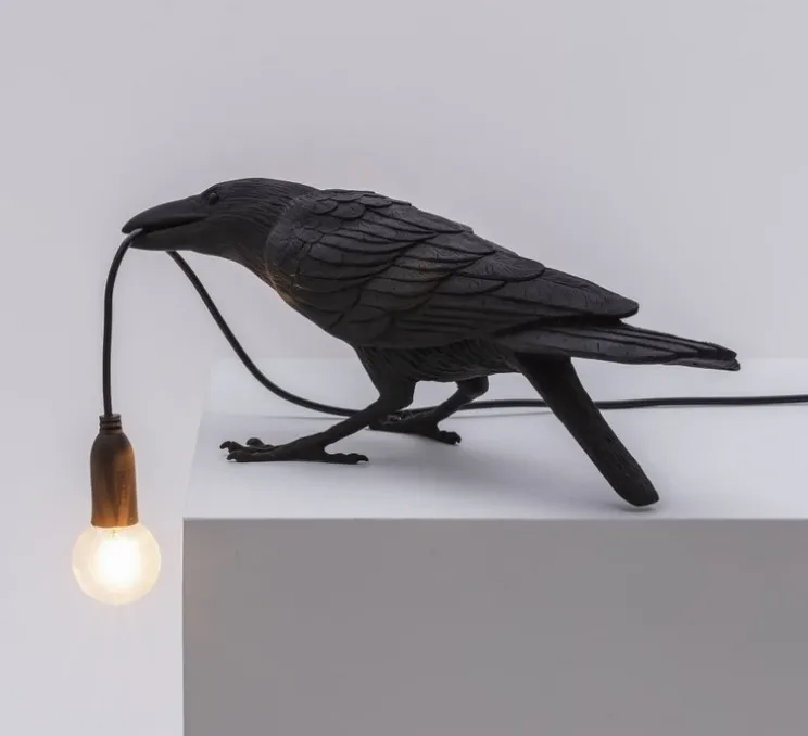 Lampe à poser, Bird Lamp Playing Indoor, noir, L33,5cm, H11,5cm - Seletti