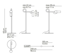 Lampe à poser, Bird, noir, LED, dim, 2700K, 660 lm, L17cm, H48cm - KDLN