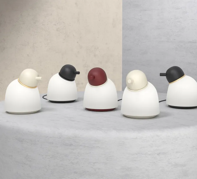 Lampe à poser, Bird, sable, blanc et laiton, Ø17,4cm, H21,5cm - Belid