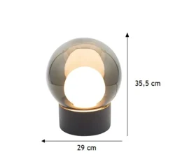 Lampe à poser, Boule Small, verre fumé, gris, 2700K, 806lm, H35,5cm - PULPO