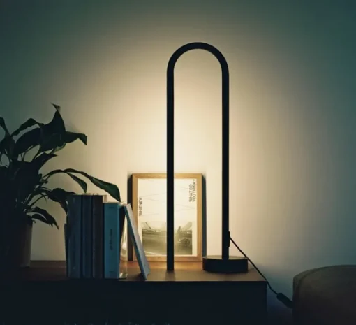 Lampe à poser, Bow, noir, LED, dim, 2700K, 1120 lm, Ø16cm, H60cm - Nexia