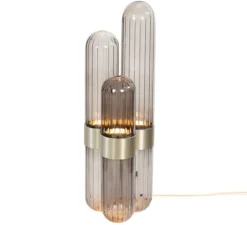 Lampe à poser, Cactus Small, gris fumé, laiton, LED, 2700K, 1600 lm, Ø20cm, H63cm - Pulpo